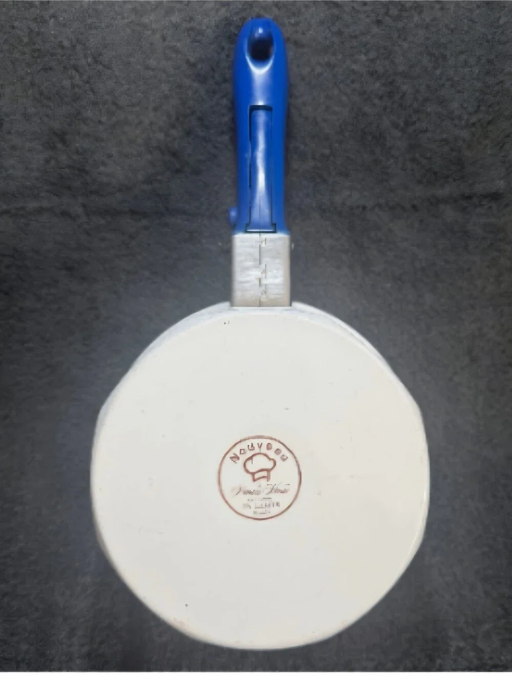 Princess House White Ceramic Saucepan Set with Blue Handle 1.5 & 2 Quart